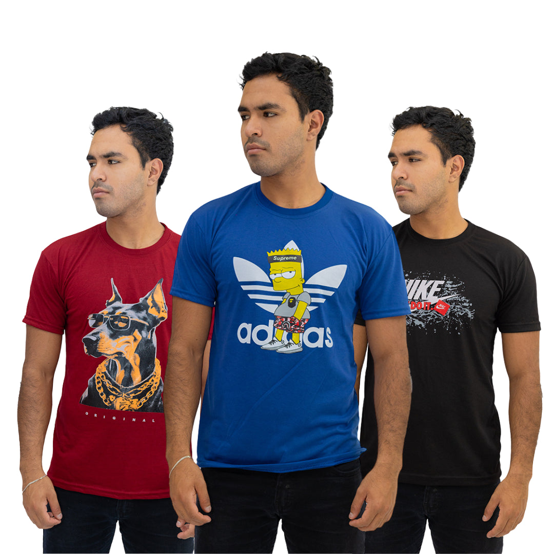 🔥PACK SORPRESA x 3 Polos MANGA CORTA ESTAMPADO - 1 Pack x S/19.50