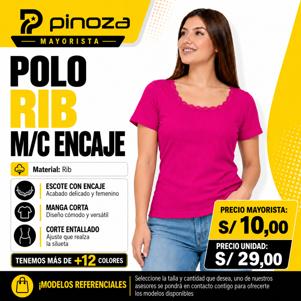 POLO RIB M/C ENCAJE