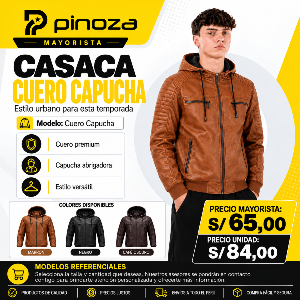 CASACA CUERO CAPUCHA