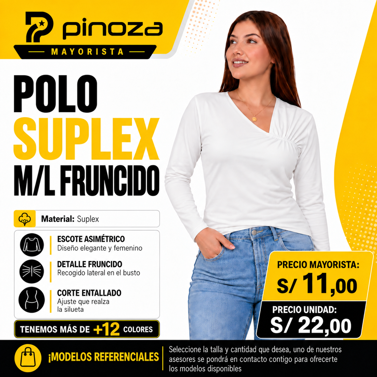 POLO SUPLEX M/L FRUNCIDO