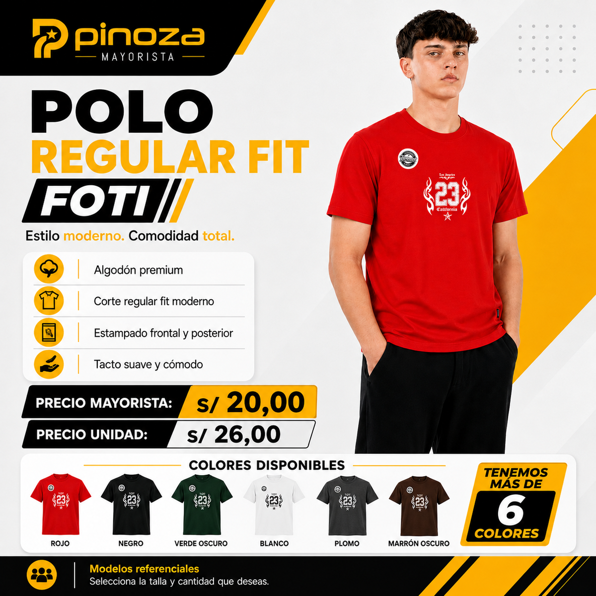 POLOO REGULAR FIT FOTI M/C