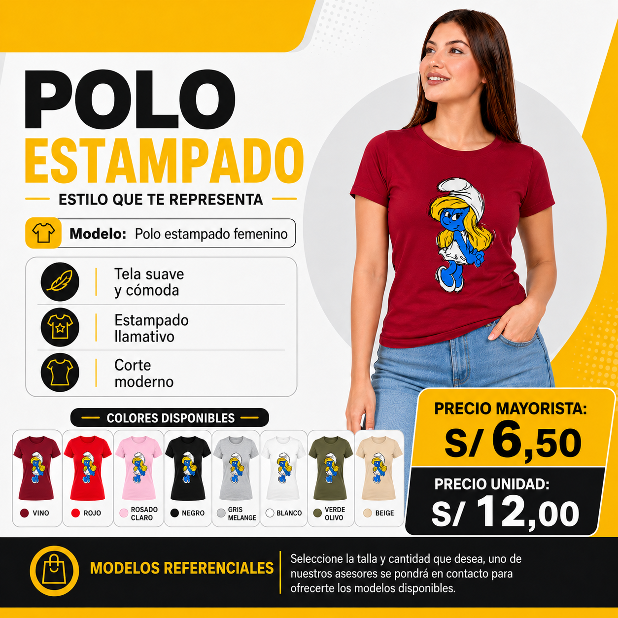 POLO ESTAMPADO M/C DAMA