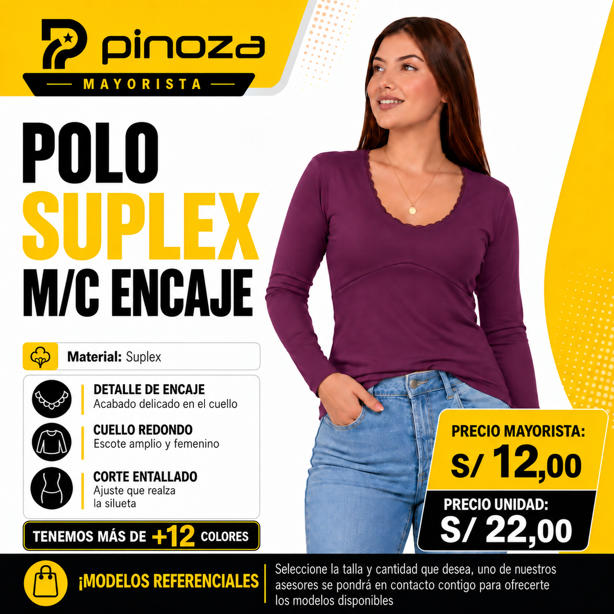 POLO SUPLEX M/L ENCAJE