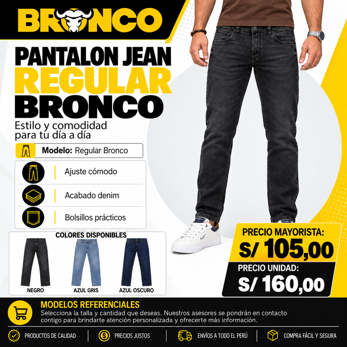 PANTALON JEAN REGULAR BRONCO