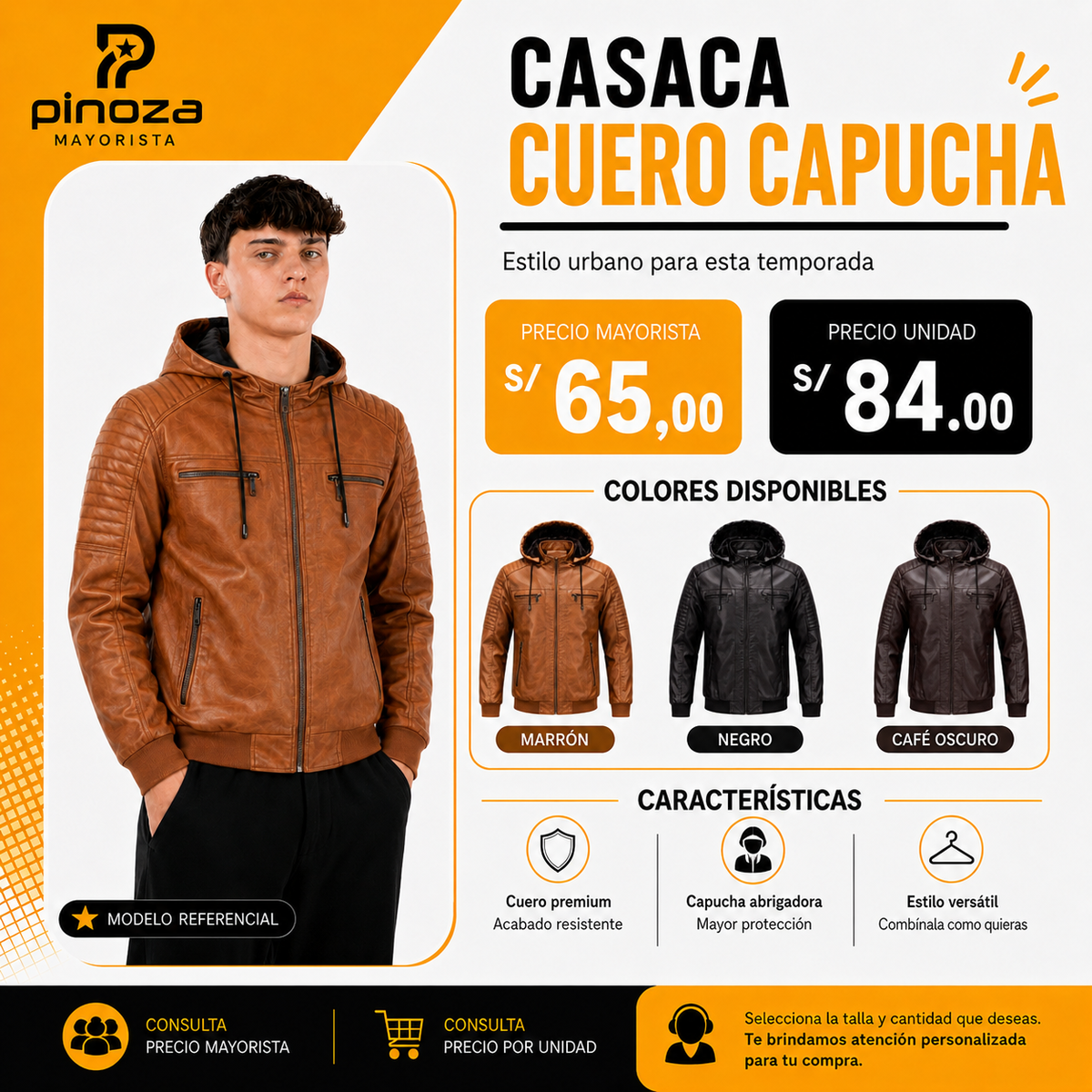 CASACA CUERO CAPUCHA