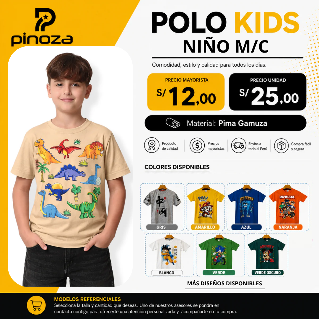 POLO KIDS M/C ANIMADOS