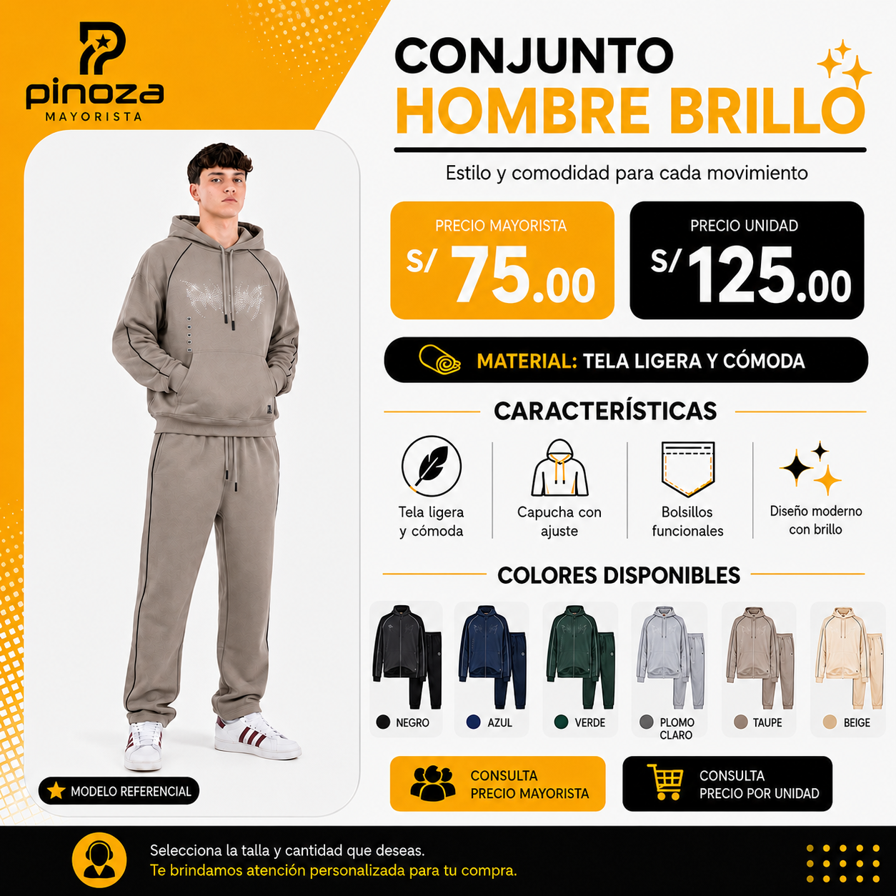 CONJUNTO FRANELA BRILLO HOMBRE