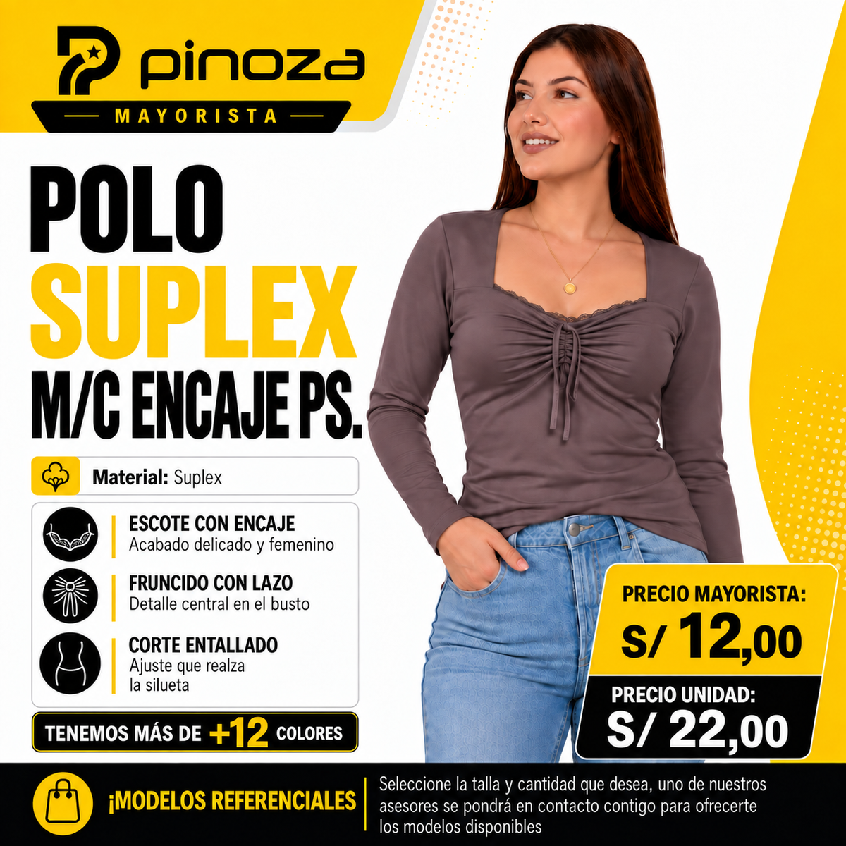 POLO SUPLEX M/L ENCAJE PS.