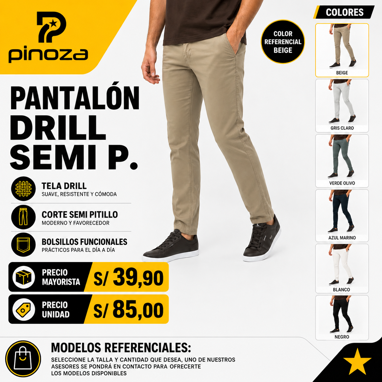 PANTALÓN DRILL SEMI P.
