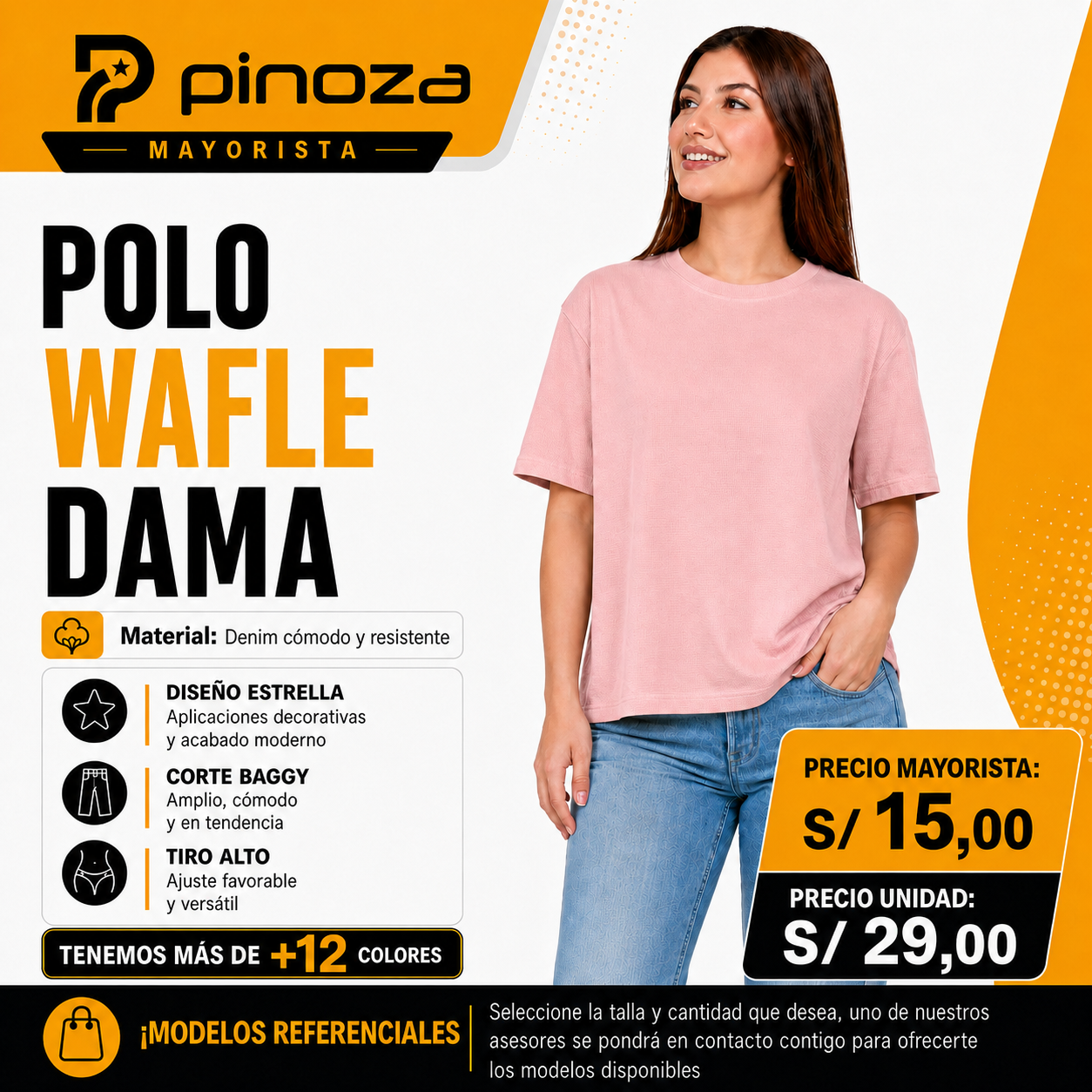 POLO WAFLE M/C DAMA