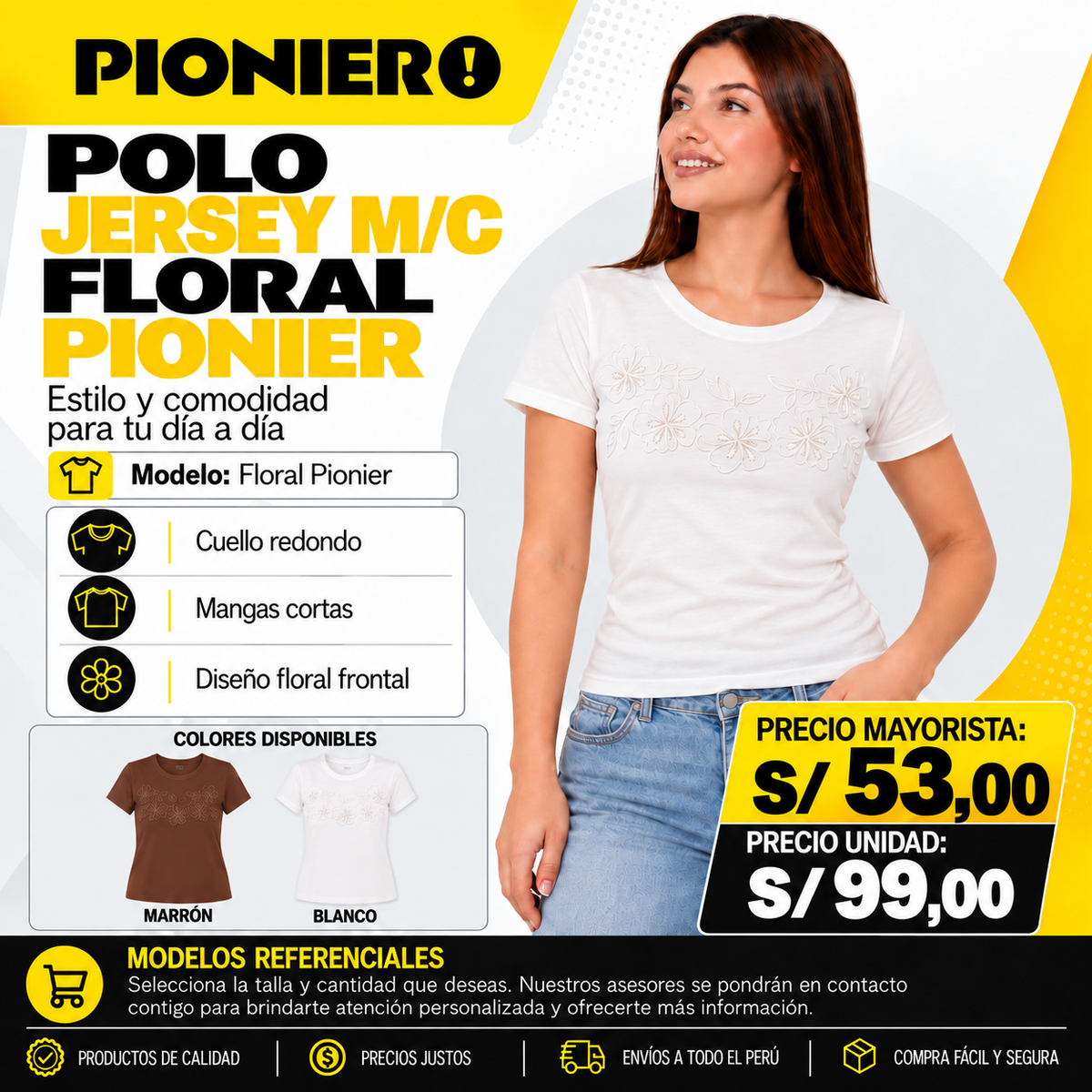 POLO JERSEY M/C FLORAL PIONER