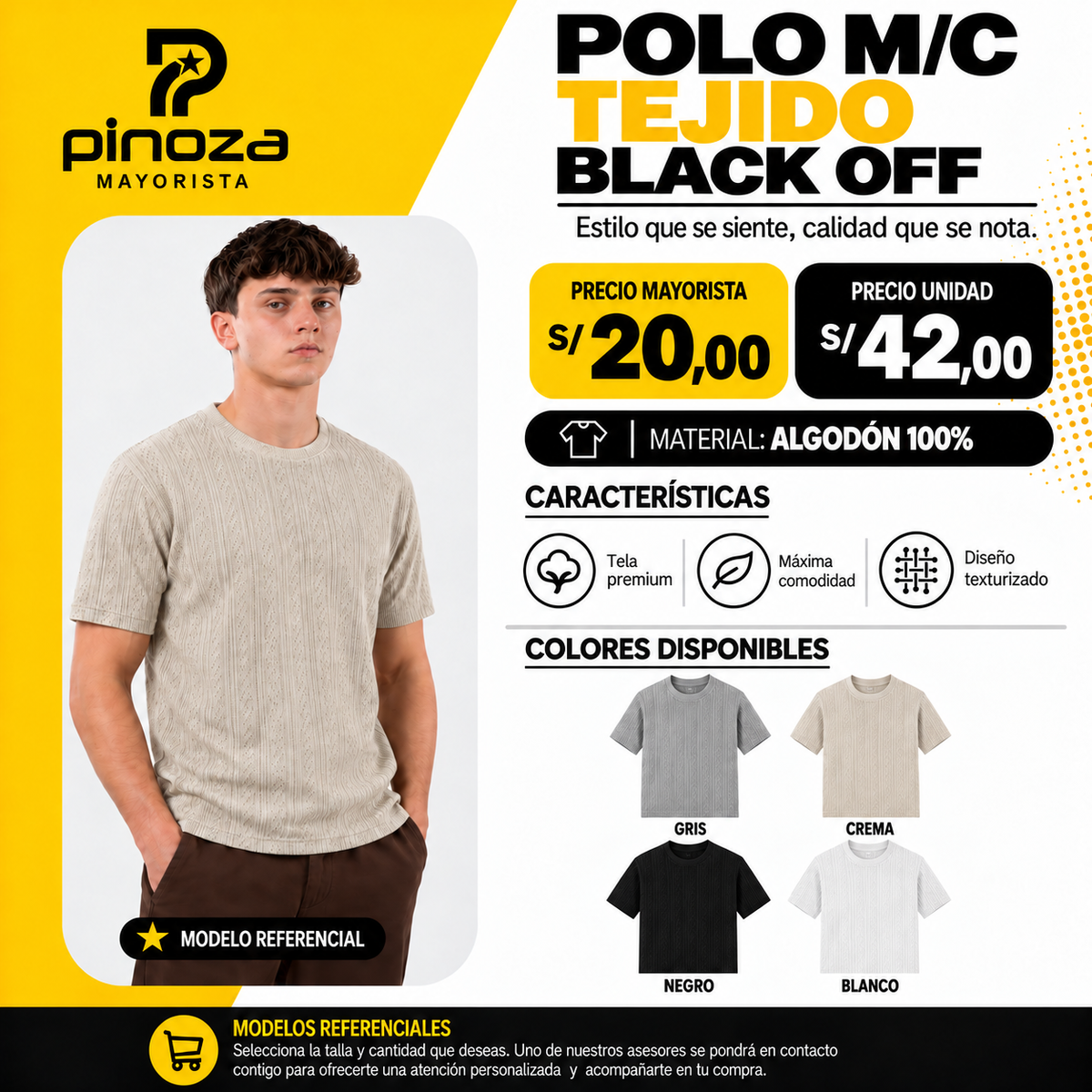 POLO M/C TEJIDO BLACK OFF