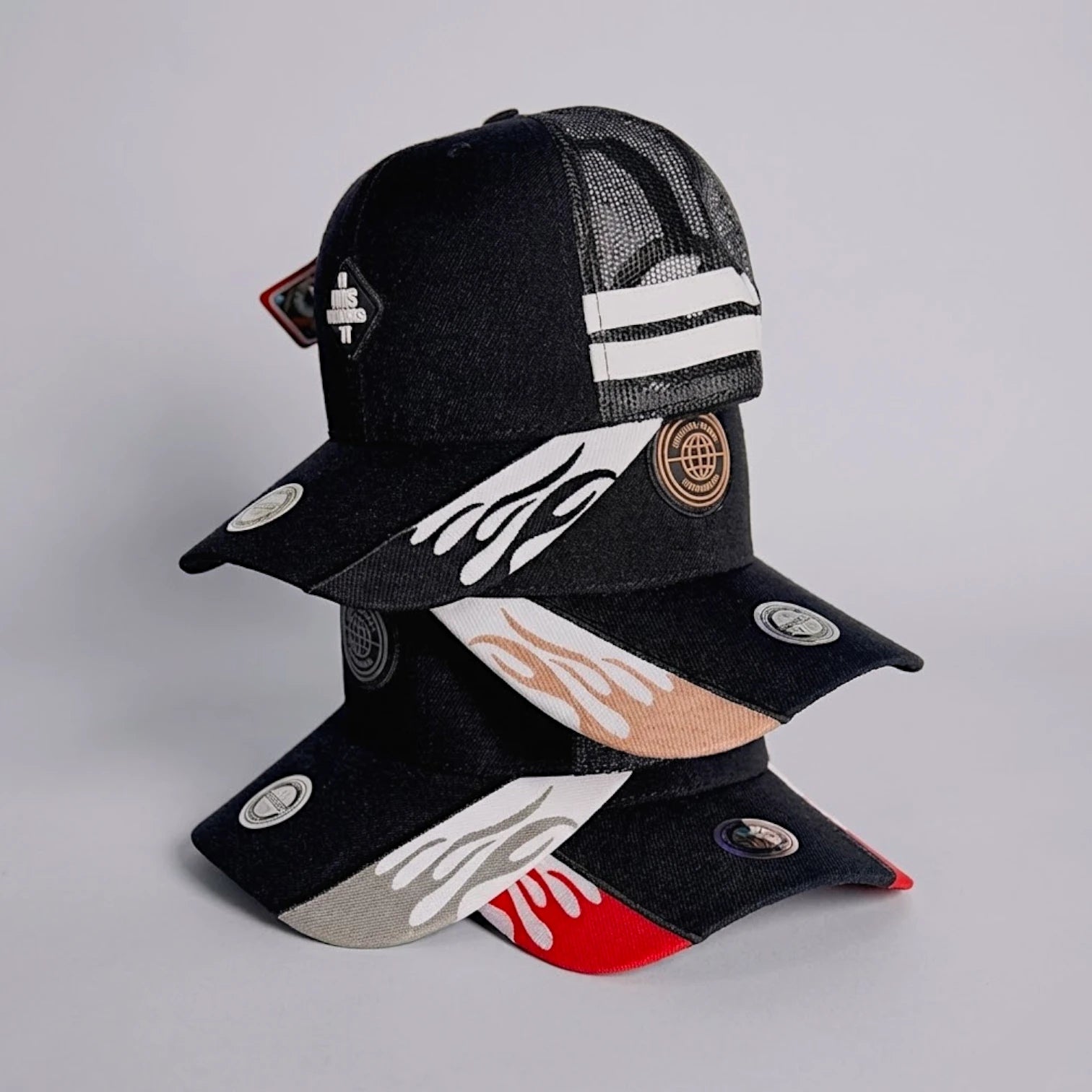 SET MISTERIOSO x 3 GORRAS MALLA BIGSPIN UNISEX